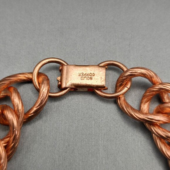 VTG Solid Copper Chunky Ribbed Cuban Chain 11.5 mm Bracelet 8.5" Snap Clasp 60g - Picture 6 of 8